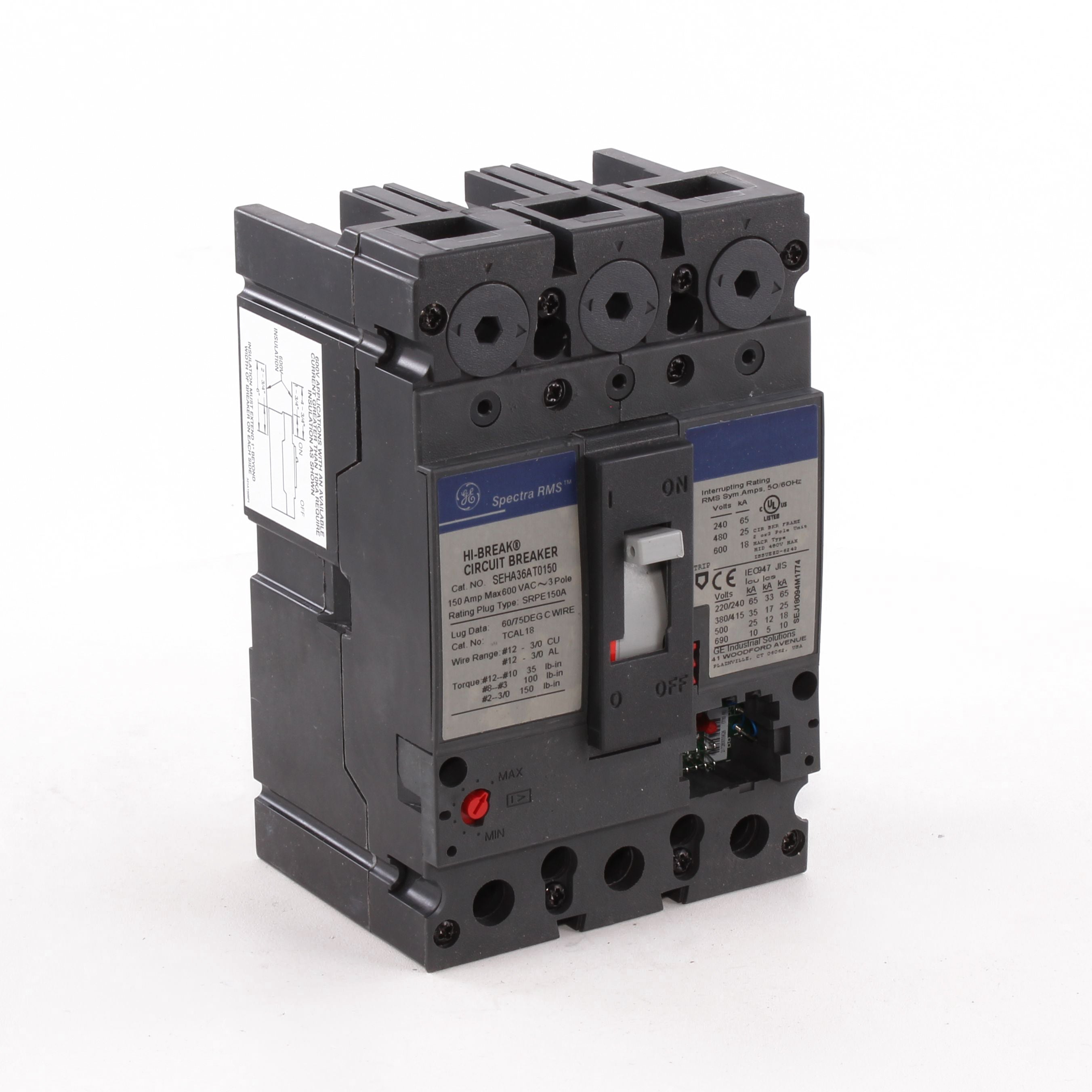 SEHA36AT0150 - General Electric - 150 Amp 3 Pole 600 V Circuit Breaker