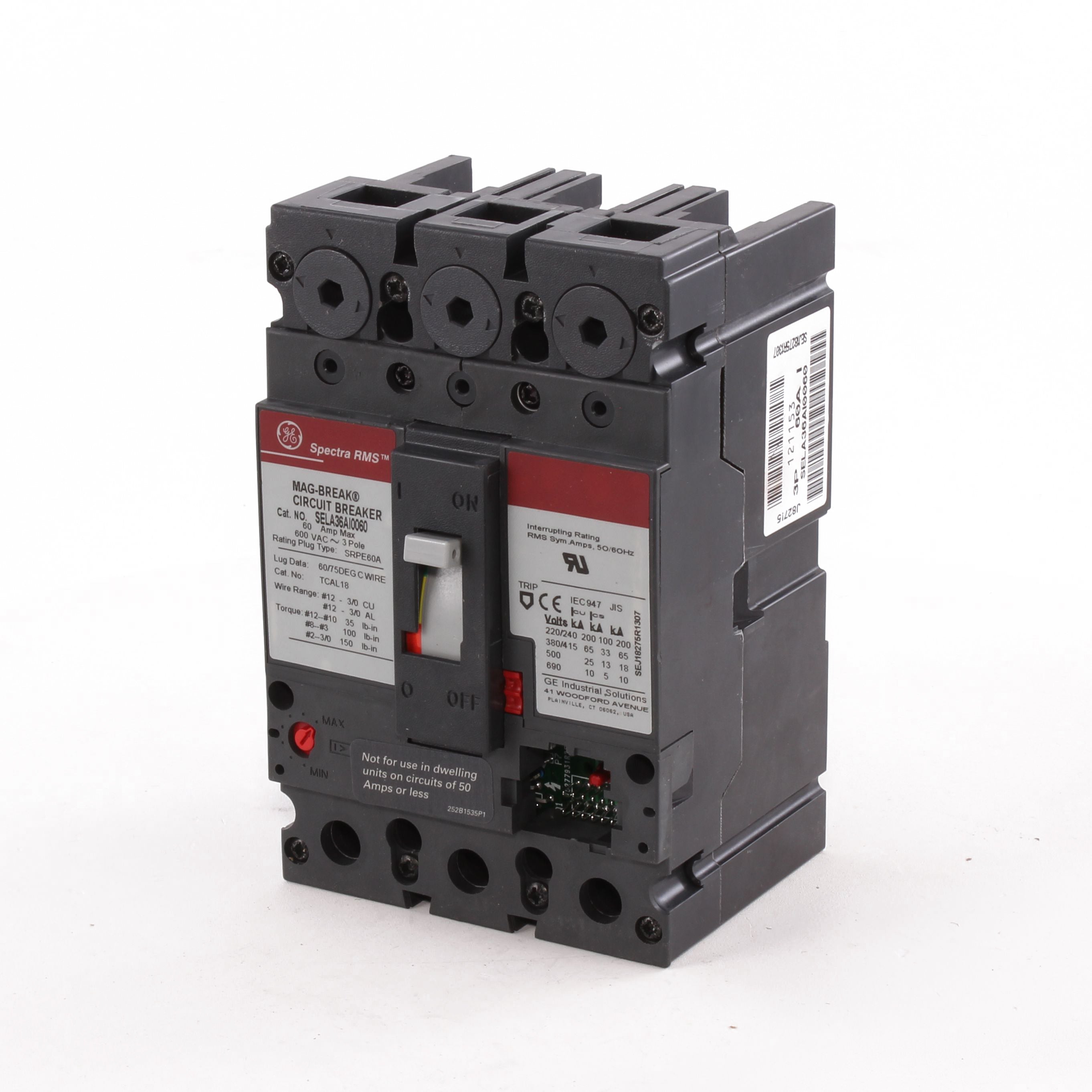 SELA36AI0060 - General Electric - 60 Amp 3 Pole 600 V Circuit Breaker