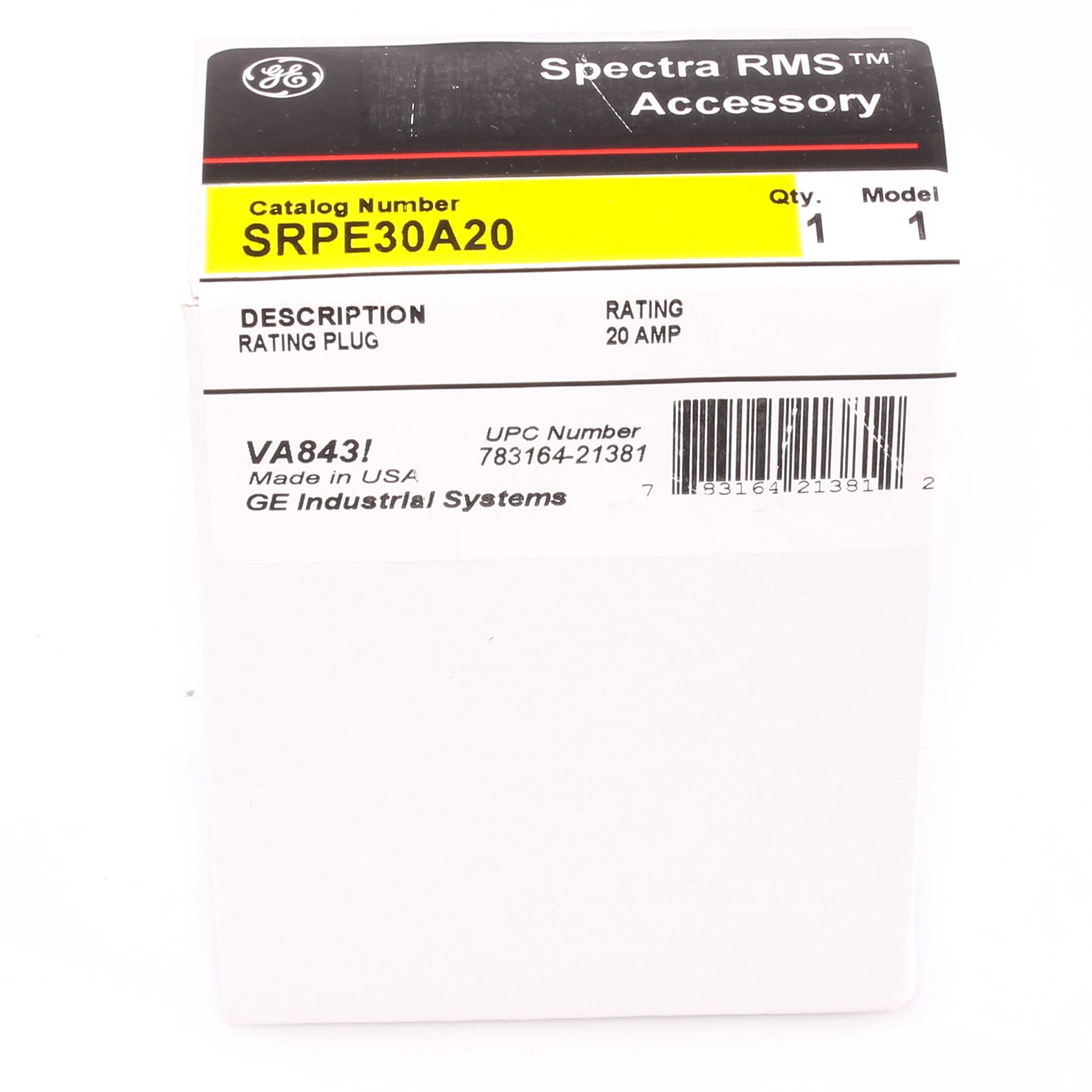 SRPE30A20 - General Electric - 20 Amp Circuit Breaker Rating Plug