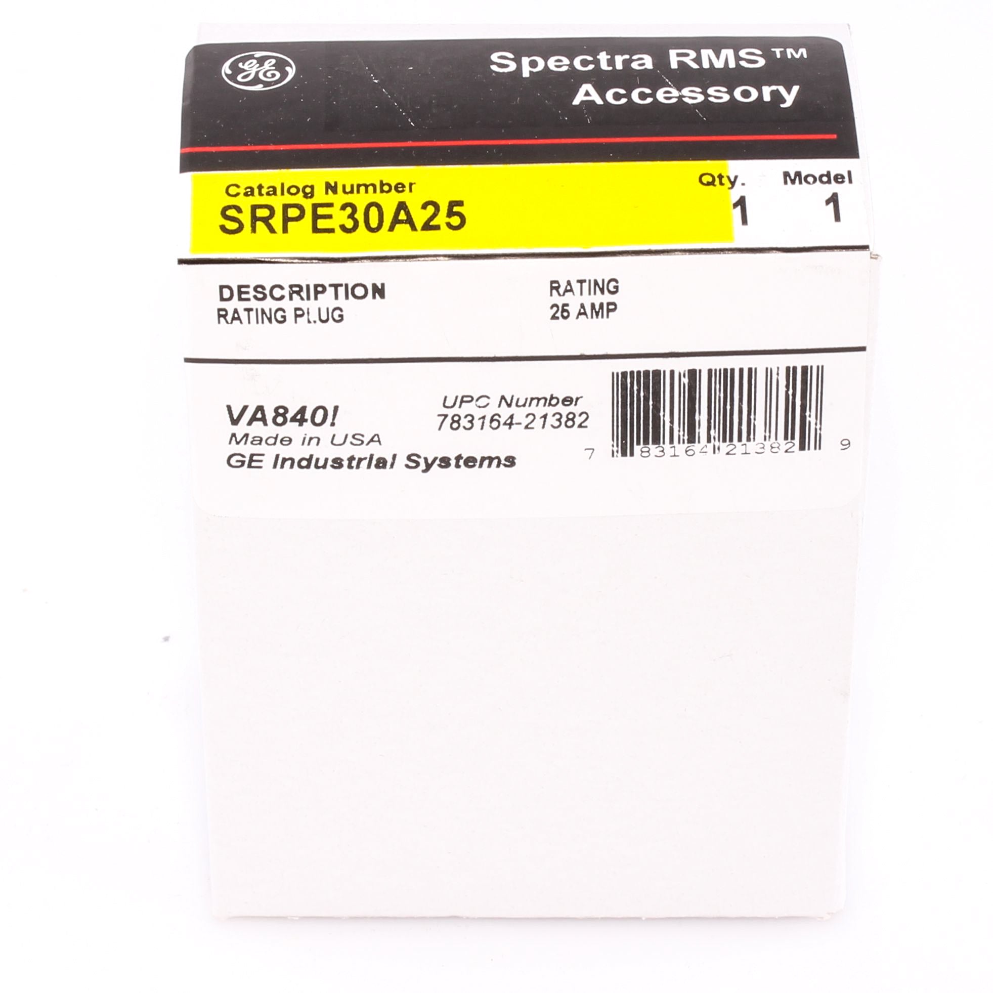 SRPE30A25 - General Electric - 25 Amp Circuit Breaker Rating Plug