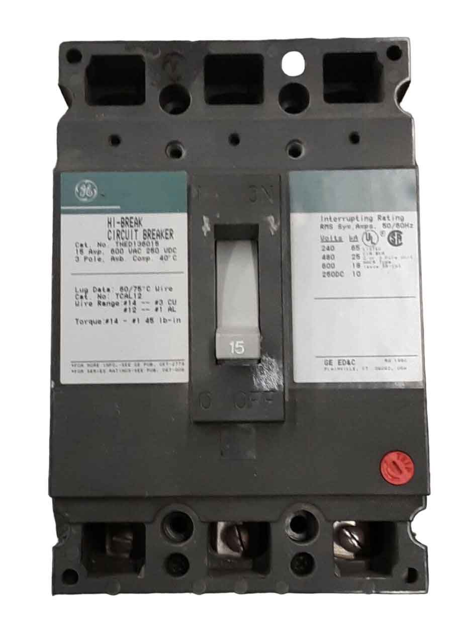THED136015WL - General Electric - 15 Amp 3 Pole 600 V Circuit Breaker