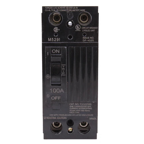 TQD22100WL - General Electric - 2 Pole 100A 240V Molded Case Circuit Breaker Q-Line