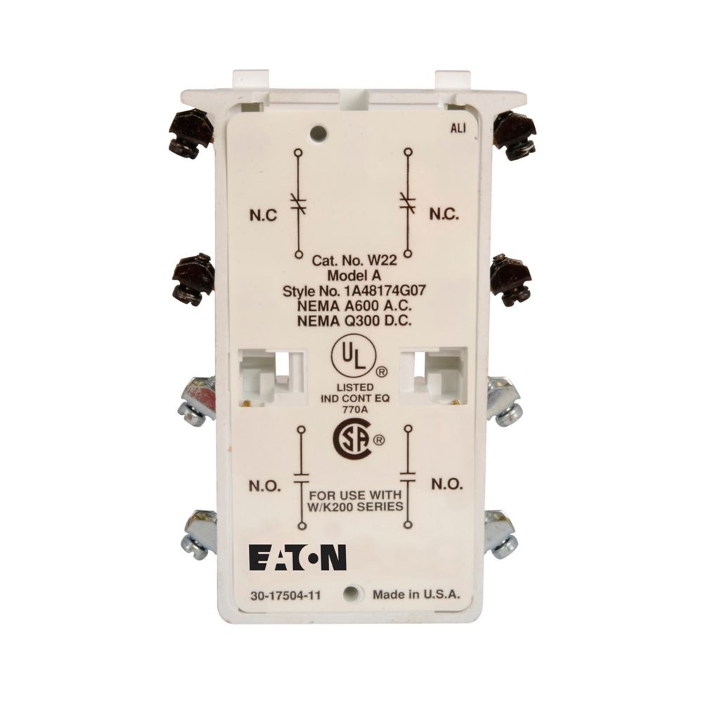 W22 - Eaton Cutler Hammer - Freedom NEMA auxiliary contact W22 - Eaton Cutler Hammer - Freedom NEMA auxiliary contact