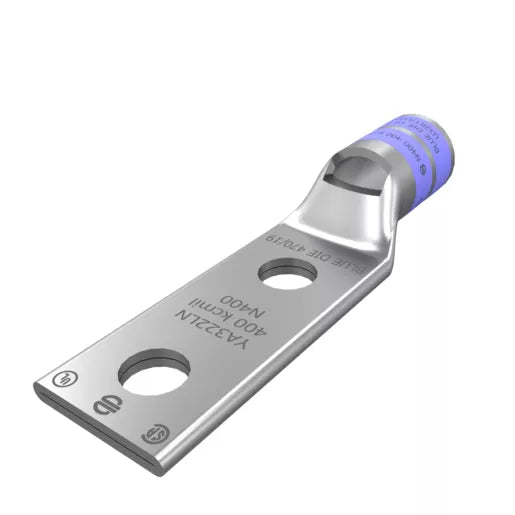YA322LN - Burndy - 1/2" Stud 2-Hole 1-3/4" Spacing Standard Barrel Compression Terminal