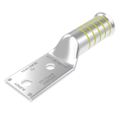 YA442NFXB - Burndy - 1/2" Stud 2-Hole 1-3/4" Spacing Long Barrel Compression Terminal
