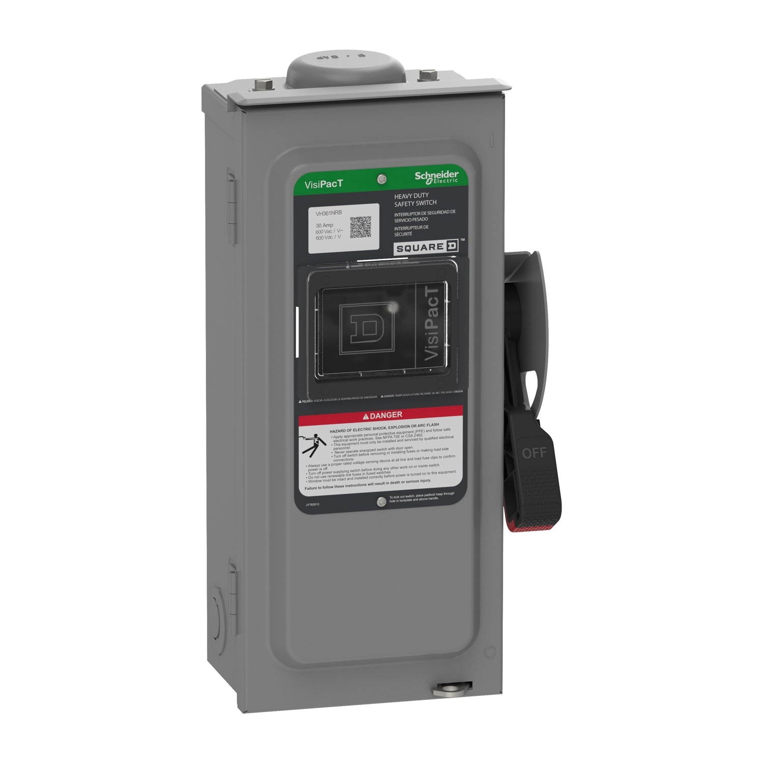 VH361NRB - Schneider Electric - 100A 240V Square D VisiPacT Heavy Duty Safety Switch 3Pole NEMA 3R Neutral Installed