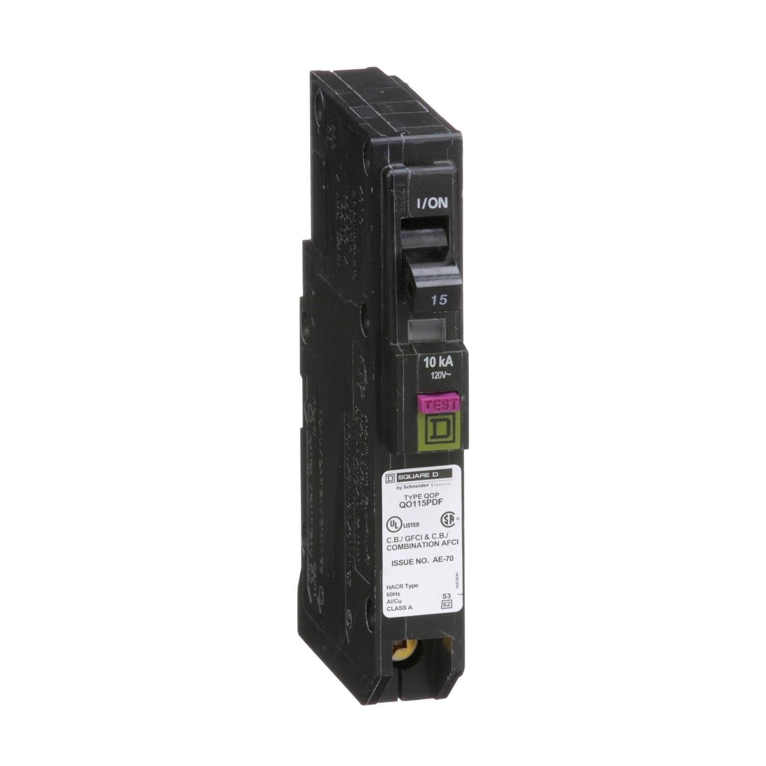 QO115PDF - Schneider Electric - 15 Amp 1 Pole 120 Volt Square D Mini Circuit Breaker