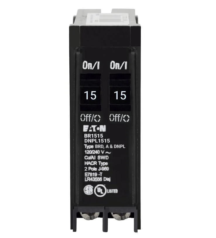 BR1515 - Eaton Cutler-Hammer - Plug-In 15/15 Amp 1 Pole 120 Volt Thermal Magnetic Tandem Circuit Breaker
