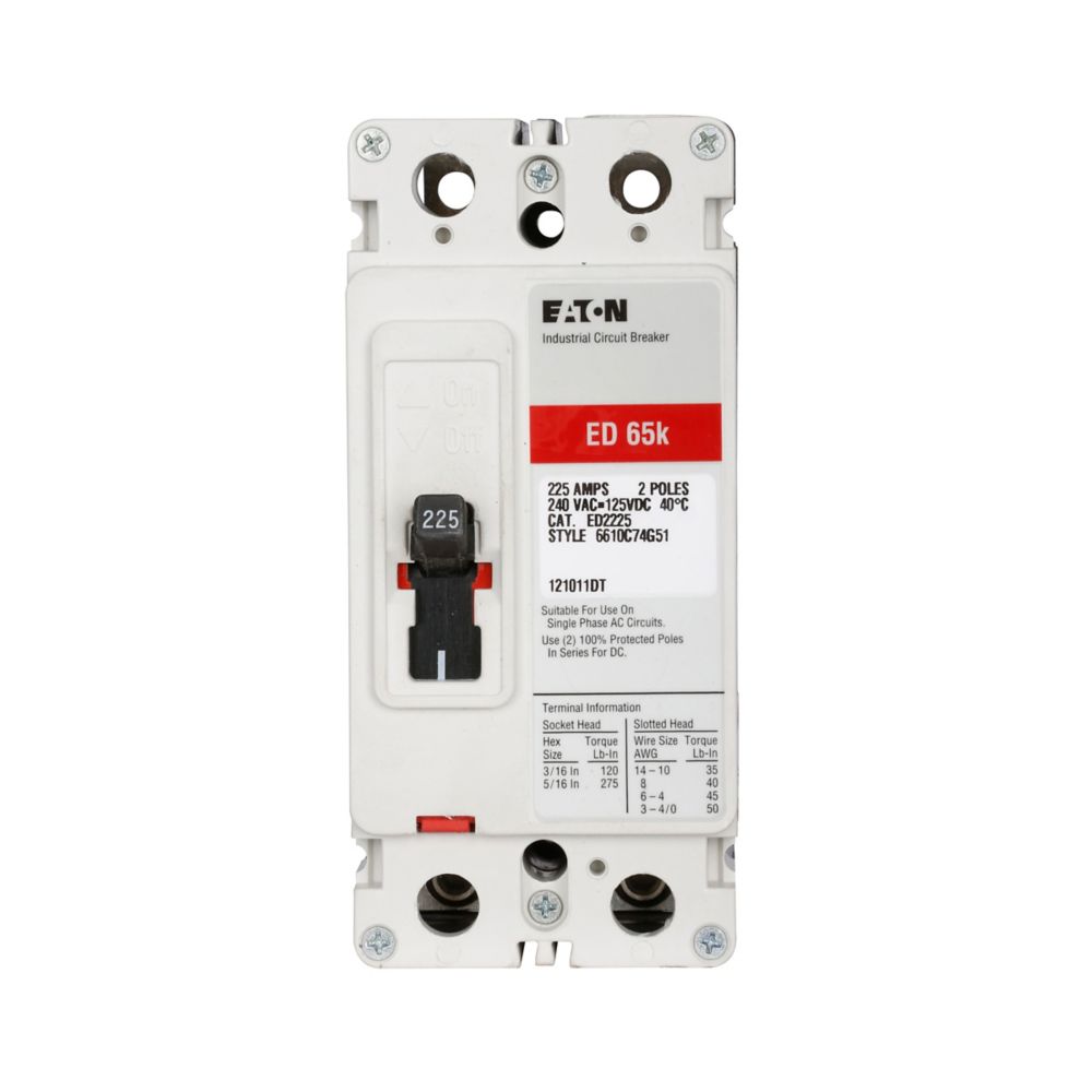 ED2225L - Eaton Cutler-Hammer - Feed-Thru 225 Amp 2 Pole 240 Volt Eaton - Molded Case Circuit Breaker