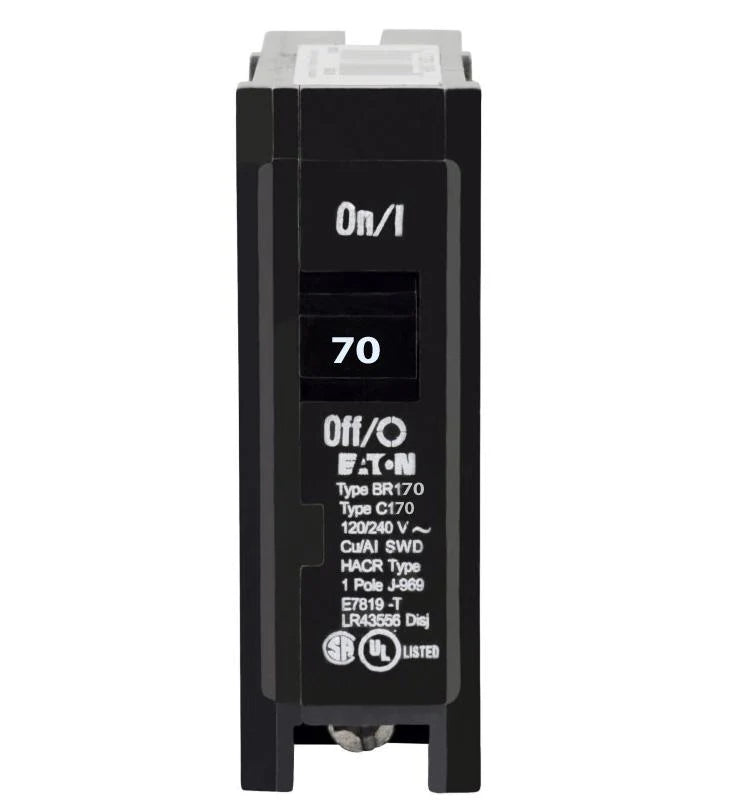 BR170 - Eaton Cutler-Hammer - Plug-In 70 Amp 1 Pole 120 Volt Thermal Magnetic Circuit Breaker