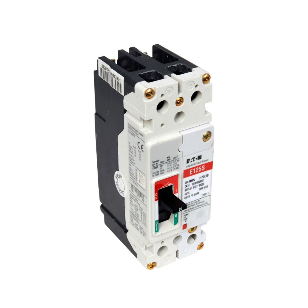 EGS2100FFB - Eaton Cutler-Hammer - 100 Amp 2 Pole 600 Volt Bolt-On Molded Case Circuit Breakers