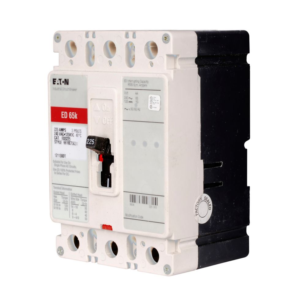 ED3125L - Eaton Cutler-Hammer - Feed-Thru 125 Amp 3 Pole 240 Volt Eaton - Molded Case Circuit Breaker