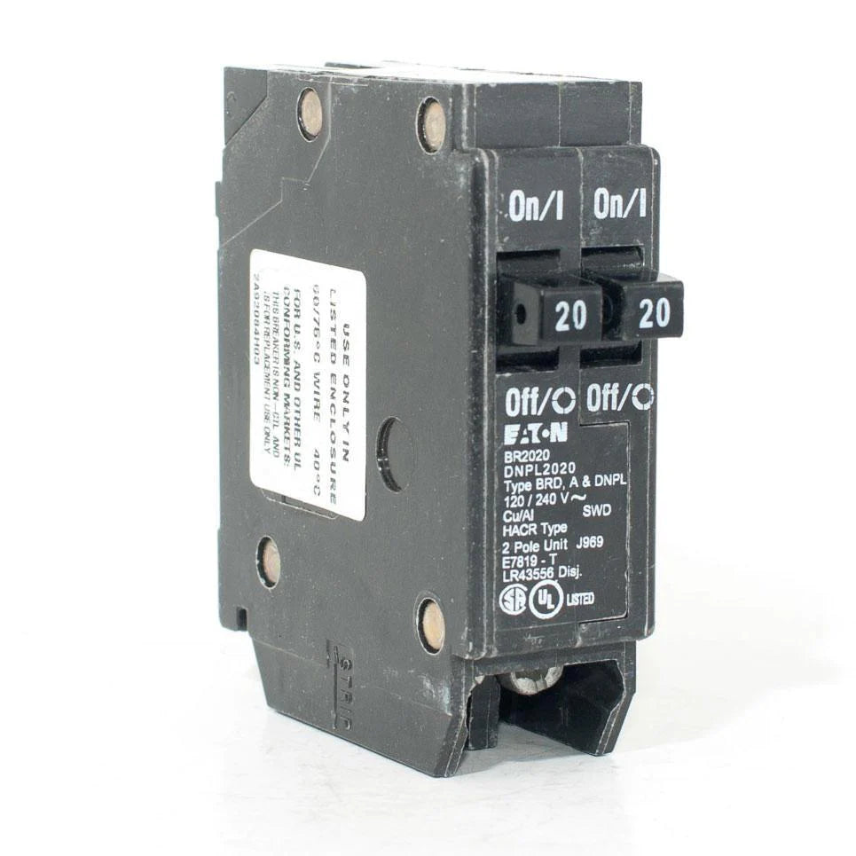 BR2020 - Eaton Cutler-Hammer - Plug-In 20/20 Amp 1 Pole 120 Volt Thermal Magnetic Tandem Circuit Breaker