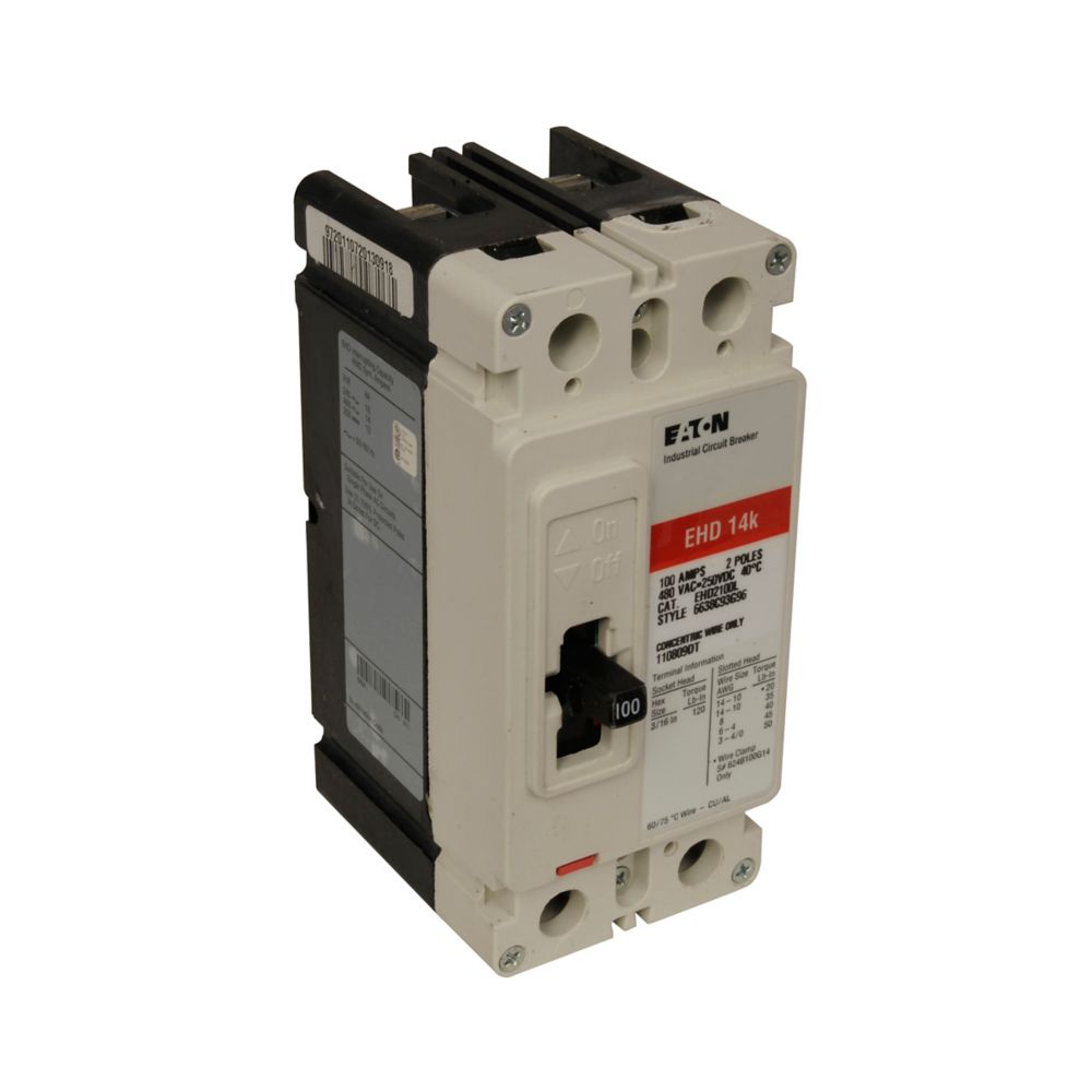 EHD2070L - Eaton Cutler-Hammer - Feed-Thru 70 Amp 2 Pole 480 Volt Molded Case Circuit Breaker