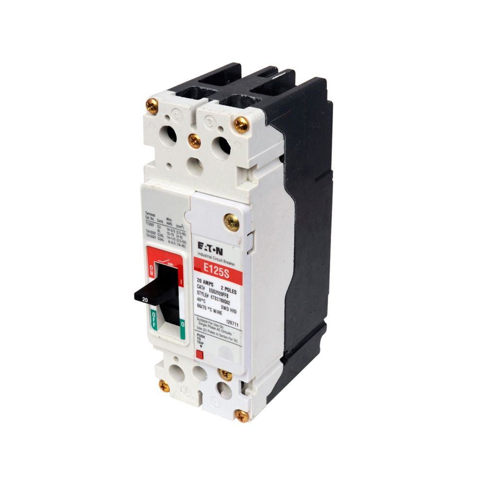 EGS2100FFB - Eaton Cutler-Hammer - 100 Amp 2 Pole 600 Volt Bolt-On Molded Case Circuit Breakers