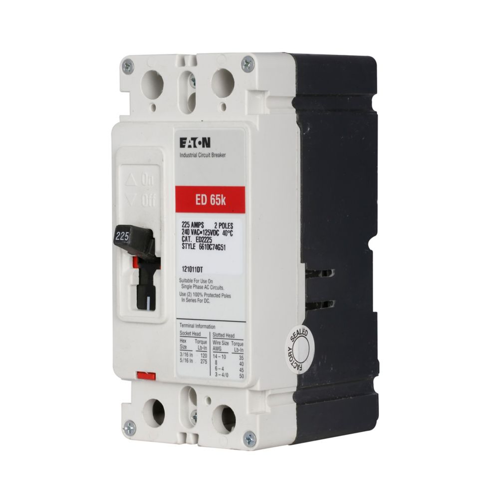 ED2225L - Eaton Cutler-Hammer - Feed-Thru 225 Amp 2 Pole 240 Volt Eaton - Molded Case Circuit Breaker