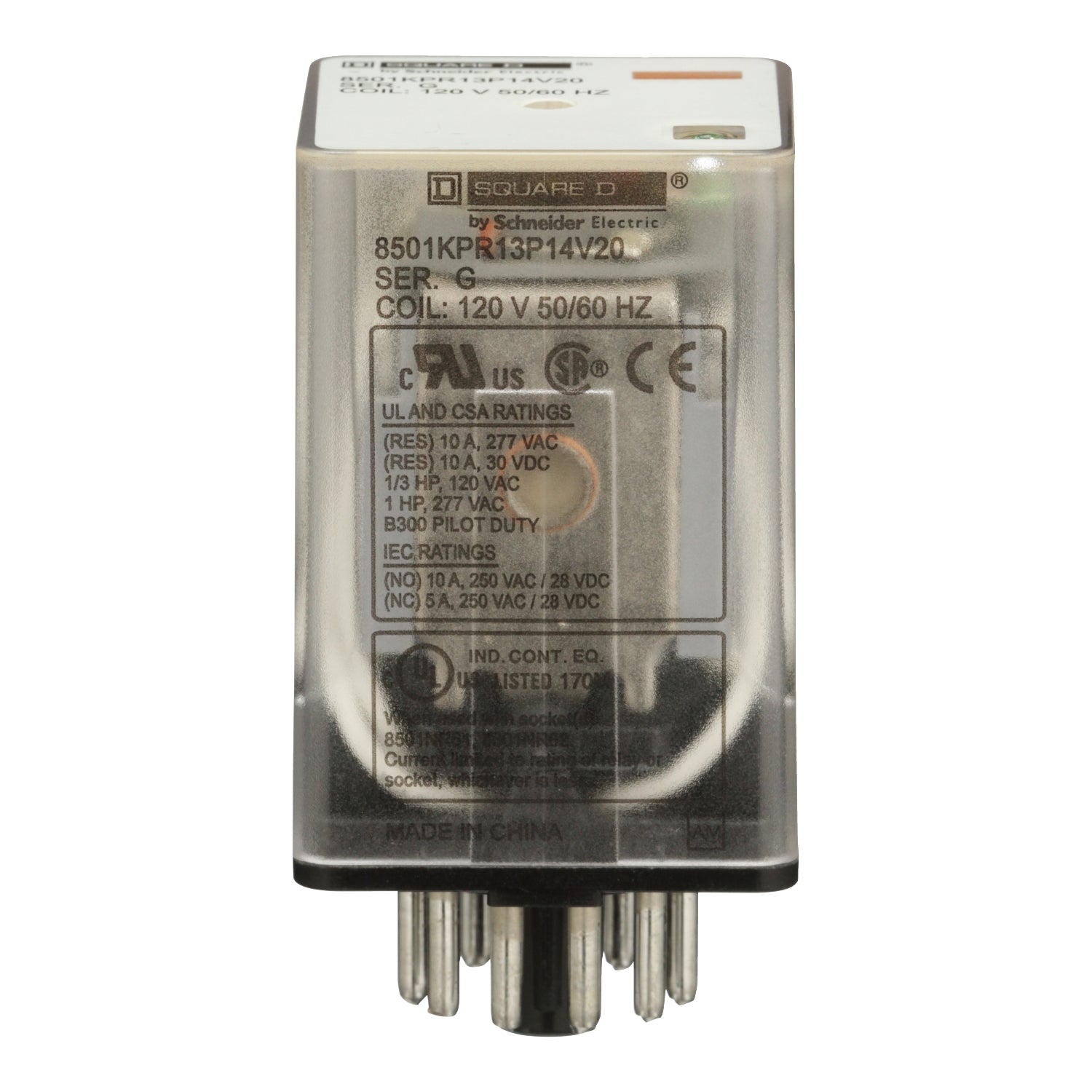8501KPR13P14V20 - Schneider Electric - Square D 120V Plug In Relay