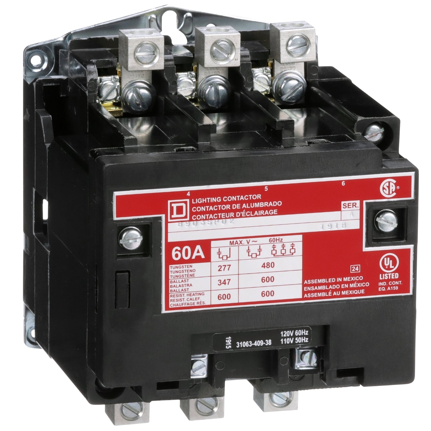 8903SPO2V02 - Schneider Electric - 60A 3 Pole Square D Electrically Held Lighting Contactor
