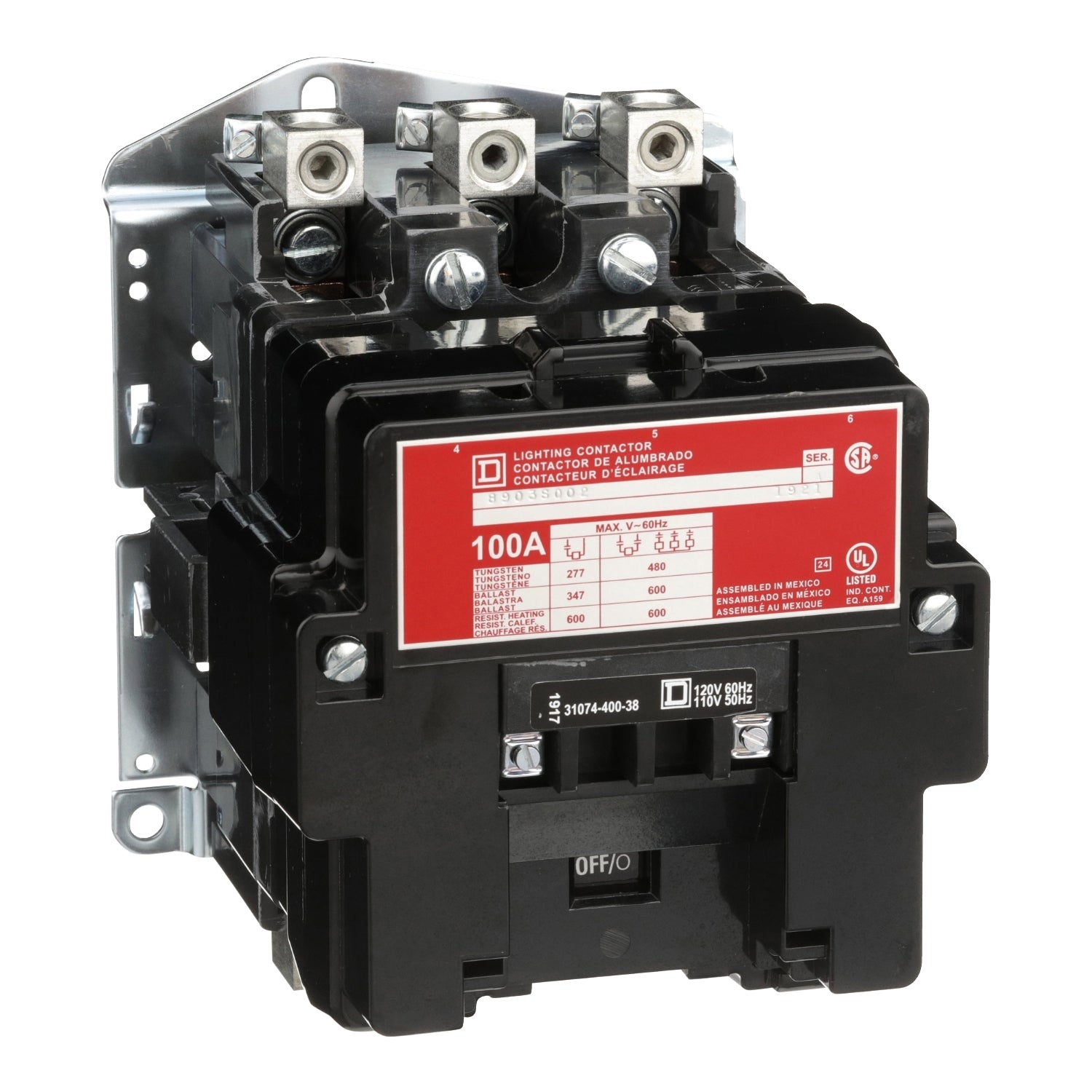 8903SQO2V02 - Schneider Electric - 100 A 3 Pole Square D Electrically Held Lighting Contactor