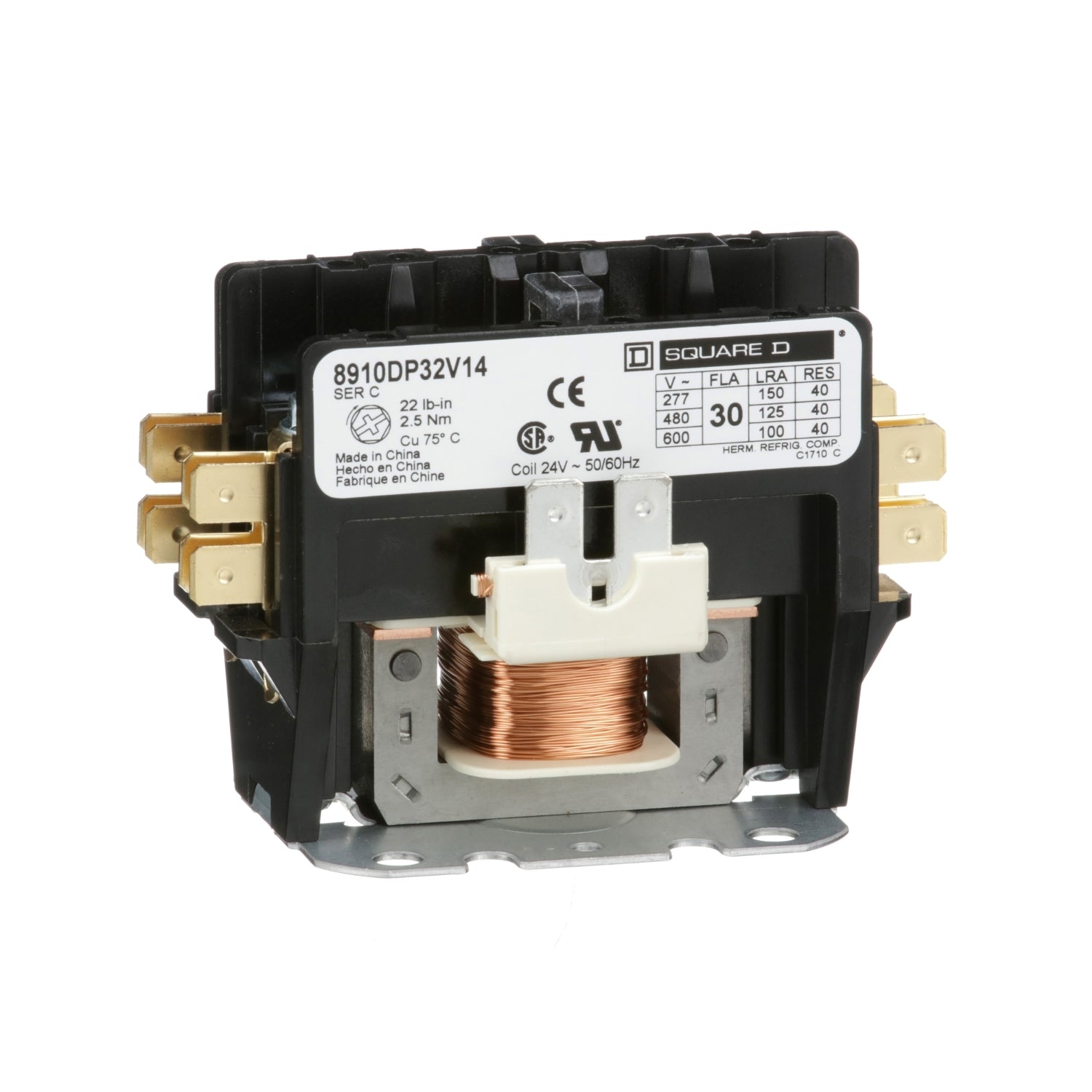 8910DP32V14 - Schneider Electric - 30 Amp 2 Pole Square D Definite Purpose Contactor