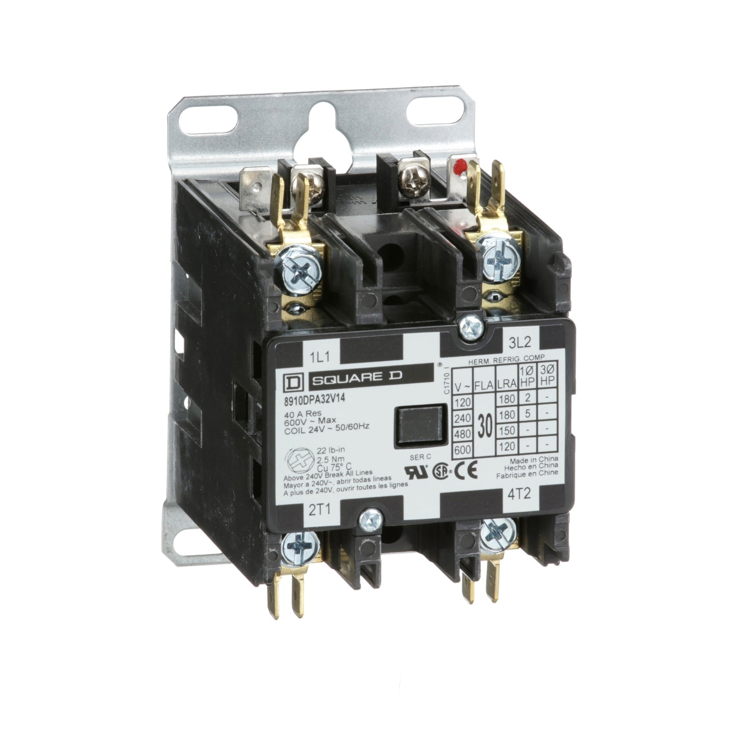 8910DPA32V14 - Schneider Electric - 30 Amp 2 Pole Square D Definite Purpose Contactor