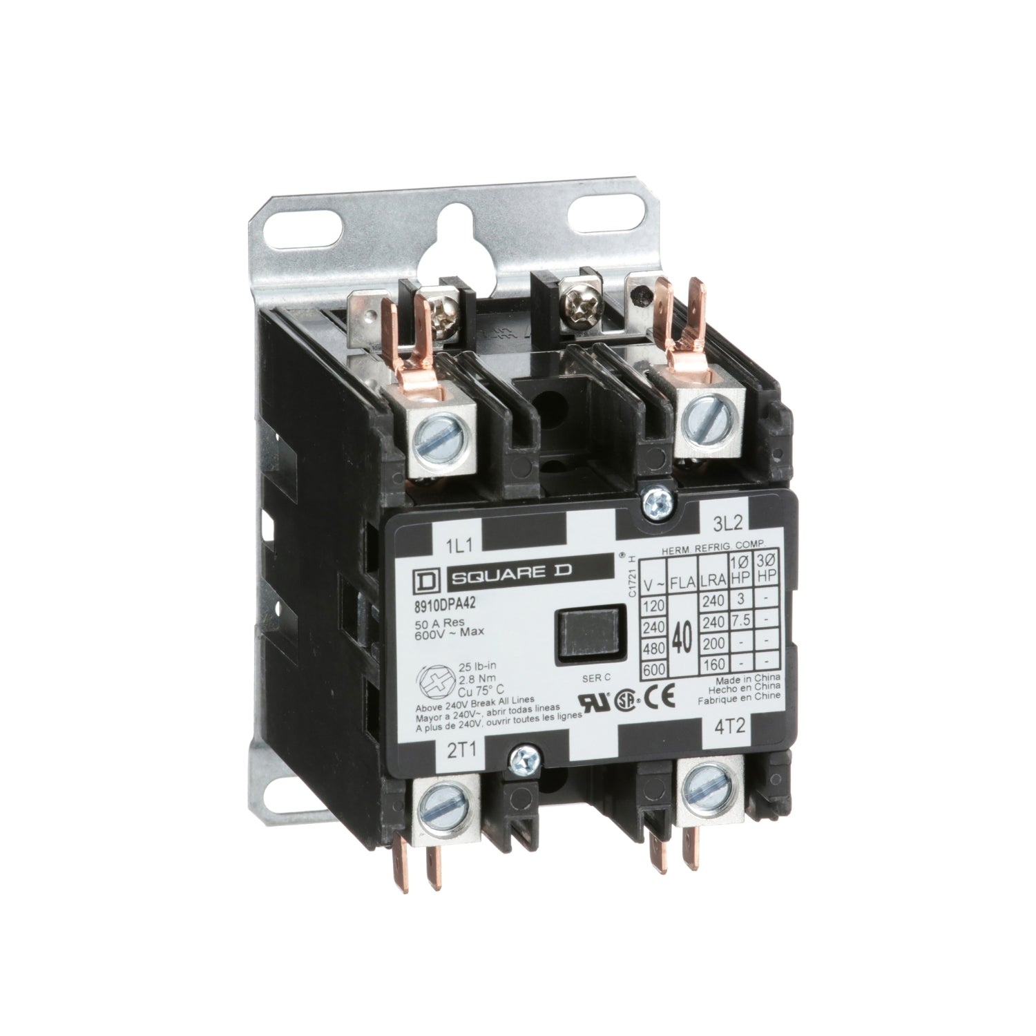 8910DPA42V14 - Schneider Electric - 40 Amp 2 Pole  Square D Definite Purpose Contactor