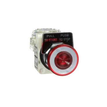 9001KR9P1RH13 - Square D - 30mm 120VAC Illuminated Push-Pull Red Mushroom 1NO+1NC Pushbutton