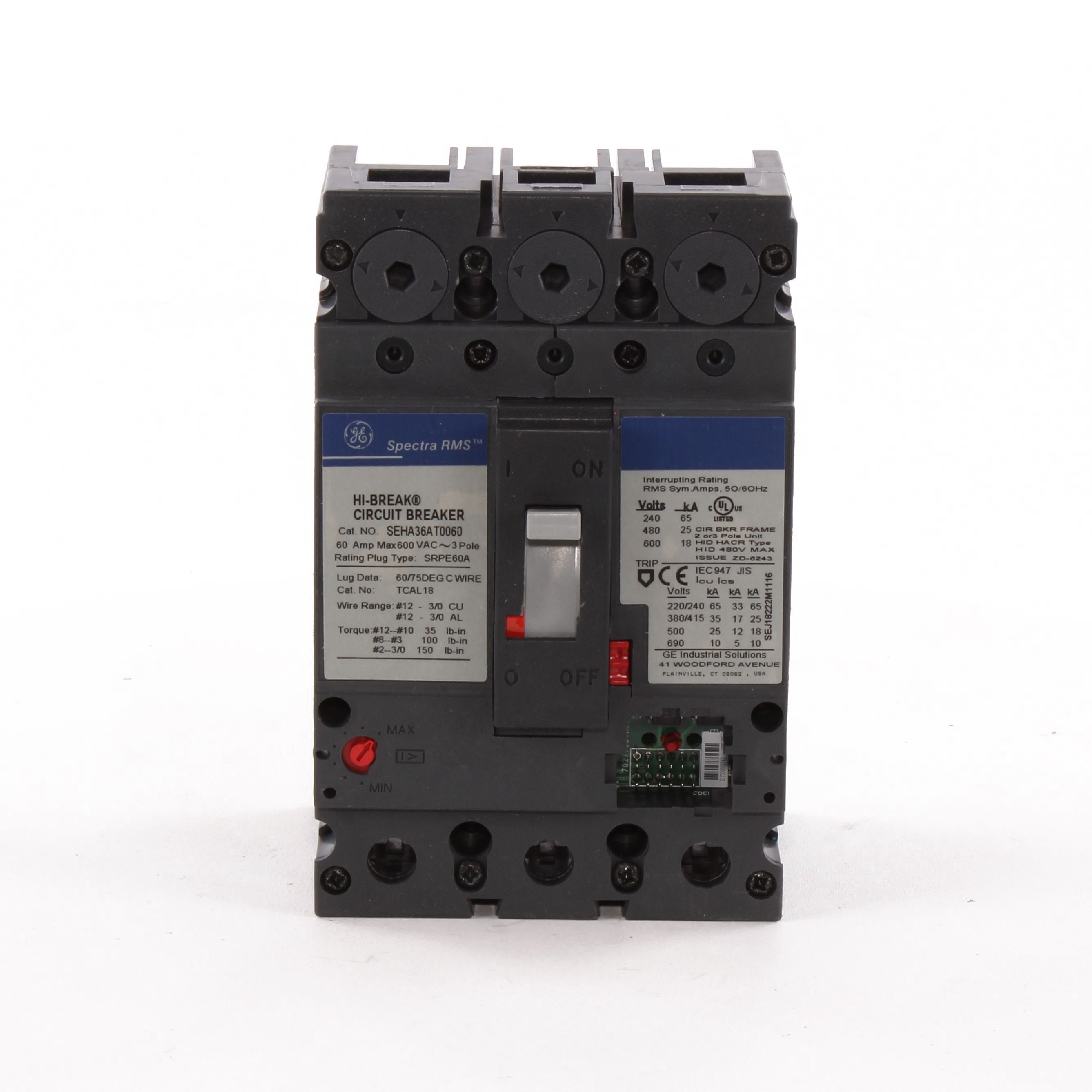 SEHA36AT0060 - General Electric - 60 Amp 3 Pole 600 V Circuit Breaker