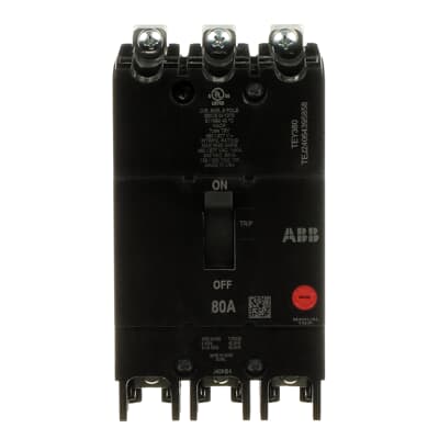 TEY380 - General Electric - 80 Amp 3 Pole 480 V Circuit Breaker