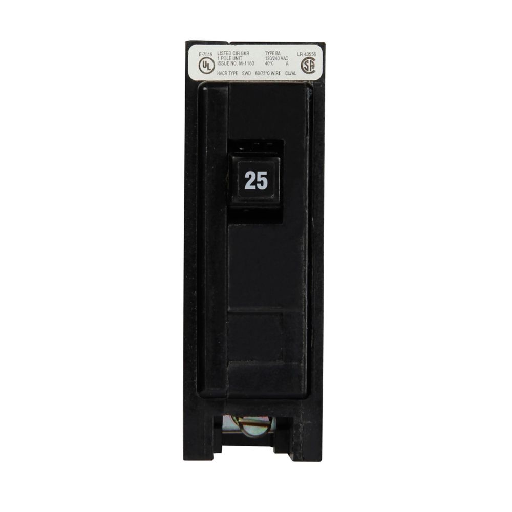 BAB1025 - Eaton Cutler Hammer - 25A 120/240V Single-Pole BAB Thermal Magnetic Circuit Breaker