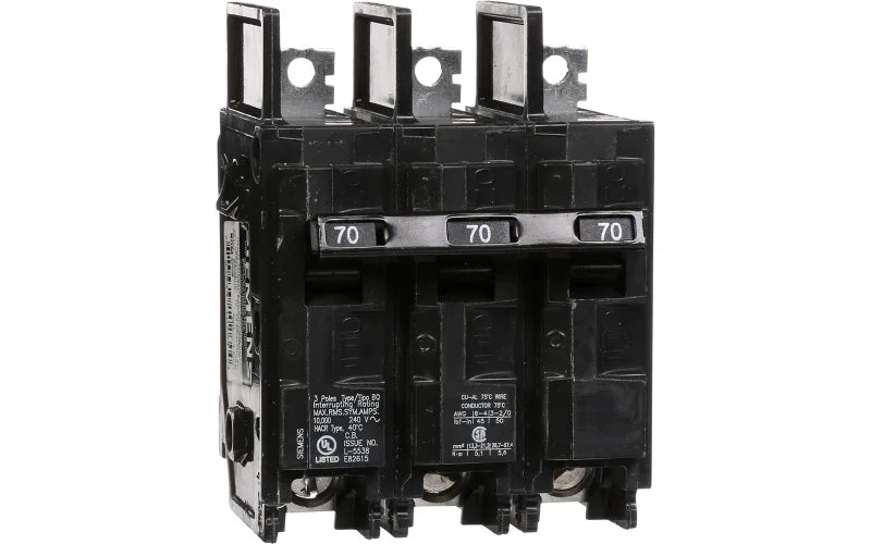 BQ3B070 - Siemens - 70 Amp 3-Pole 240 Volt Circuit Breakers