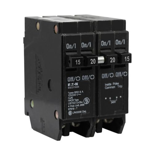 BQC215220 - Eaton - 1" 120/240V Four-Pole Type Bqc Ctl Plug-On Circuit Breakers
