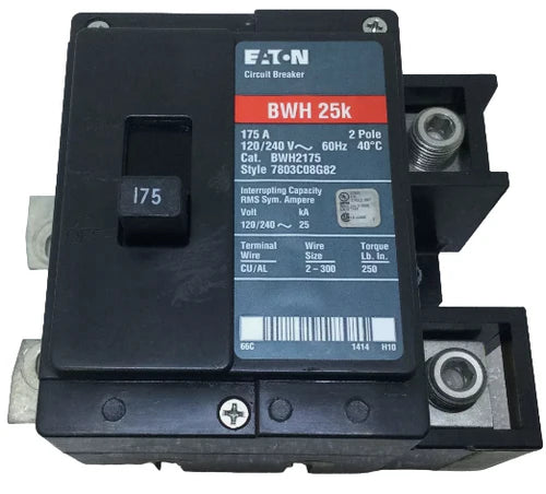 BWH2175 - Eaton - 175 Amp 2 Pole Cutler Hammer 240V Molded Case Circuit Breakers