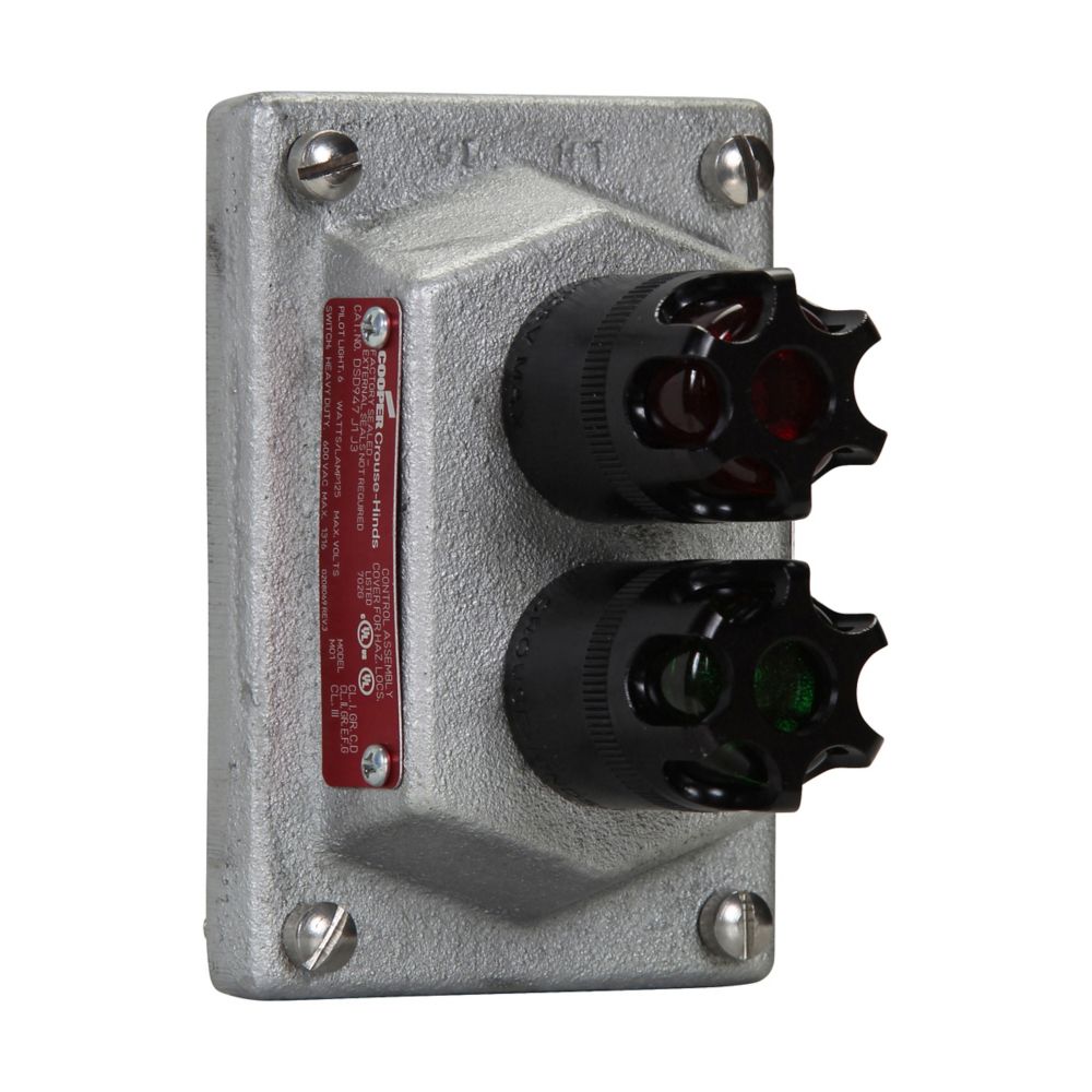 DSD947J1J3 - Eaton Crouse-Hinds Series - Feraloy Iron Alloy Two Pilot Lights DSD Pilot Light Cover and Device Sub-Assembly