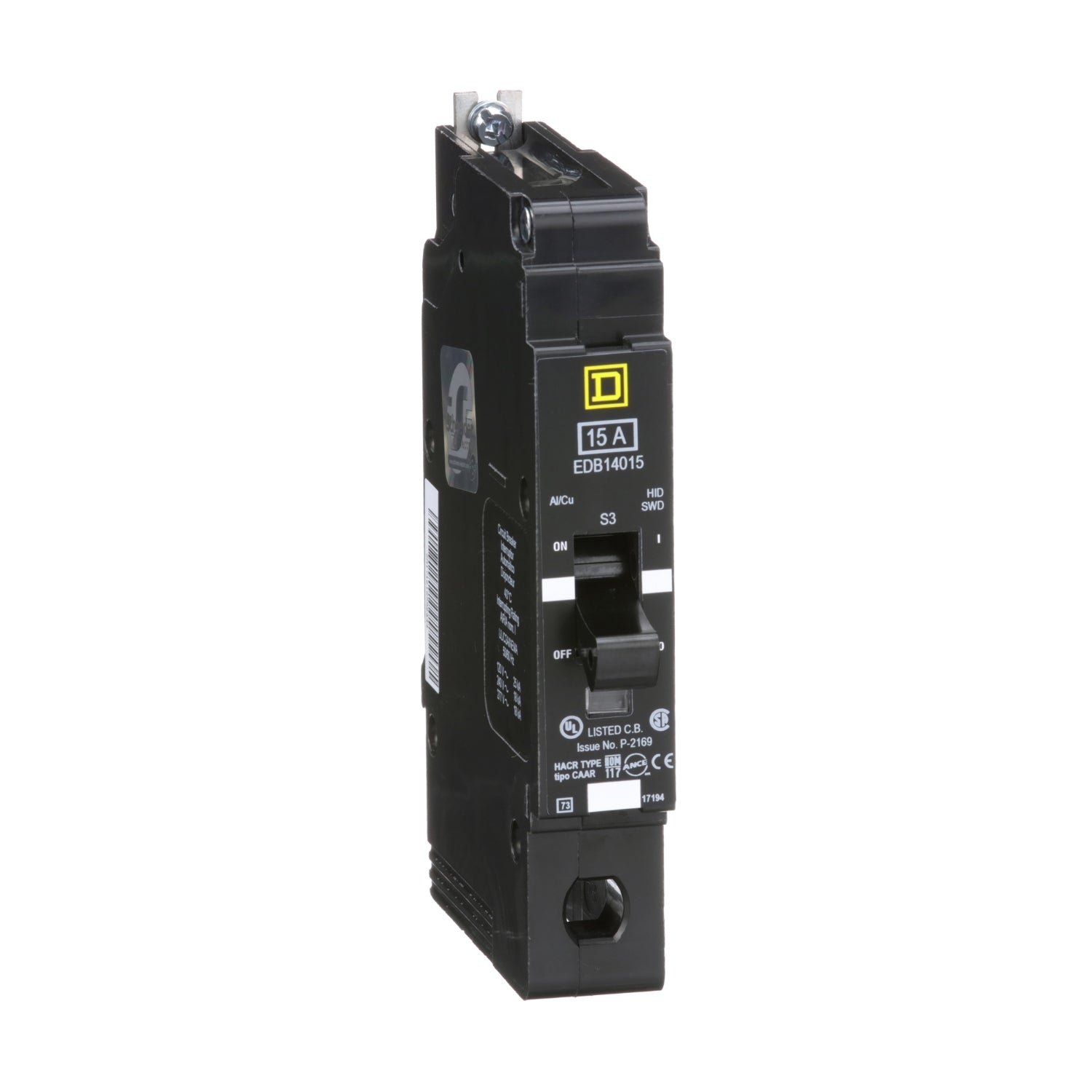 EDB14015 - Schneider Electric - Square D Bolt-On 15 Amp 1 Pole 277 Volt Circuit Breaker