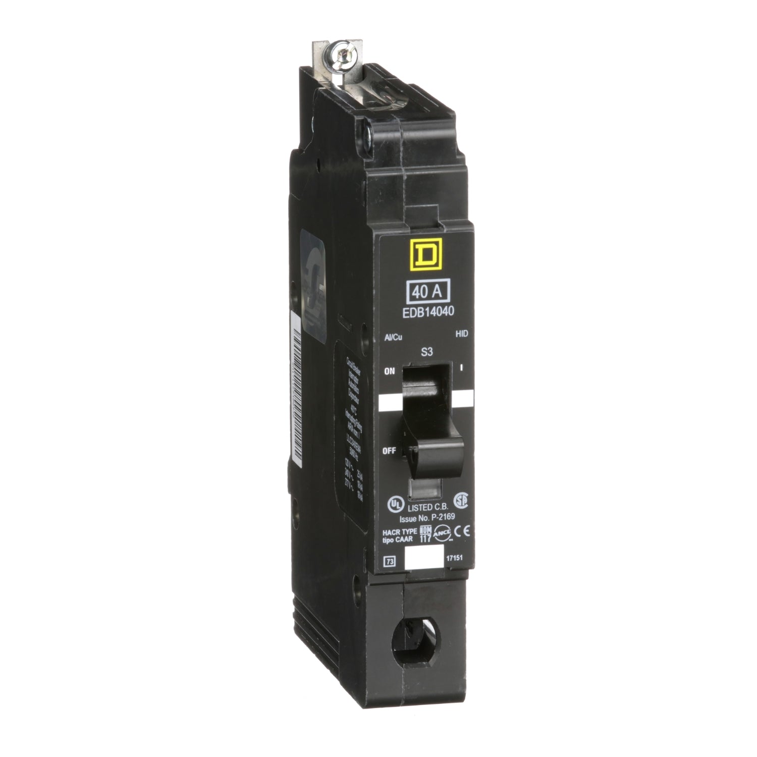 EDB14040 - Schneider Electric - Square D Bolt-On 40 Amp 1 Pole 277 Volt Circuit Breaker