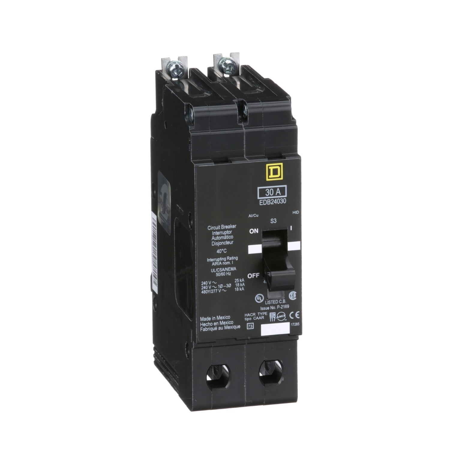 EDB24030 - Schneider Electric - Bolt-On 30 Amp 2 Pole 480 Volt Square D Circuit Breaker