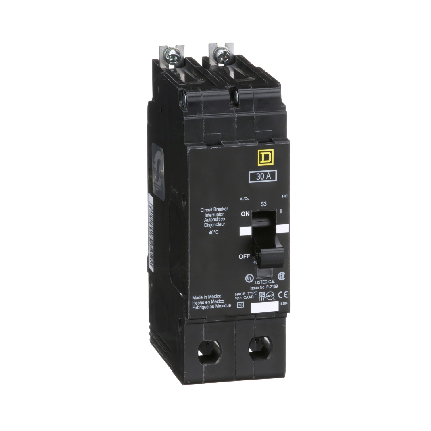 EJB24030 - Schneider Electric - Bolt-On 30 Amp 2 Pole 480 Volt Square D Molded Case Circuit Breaker