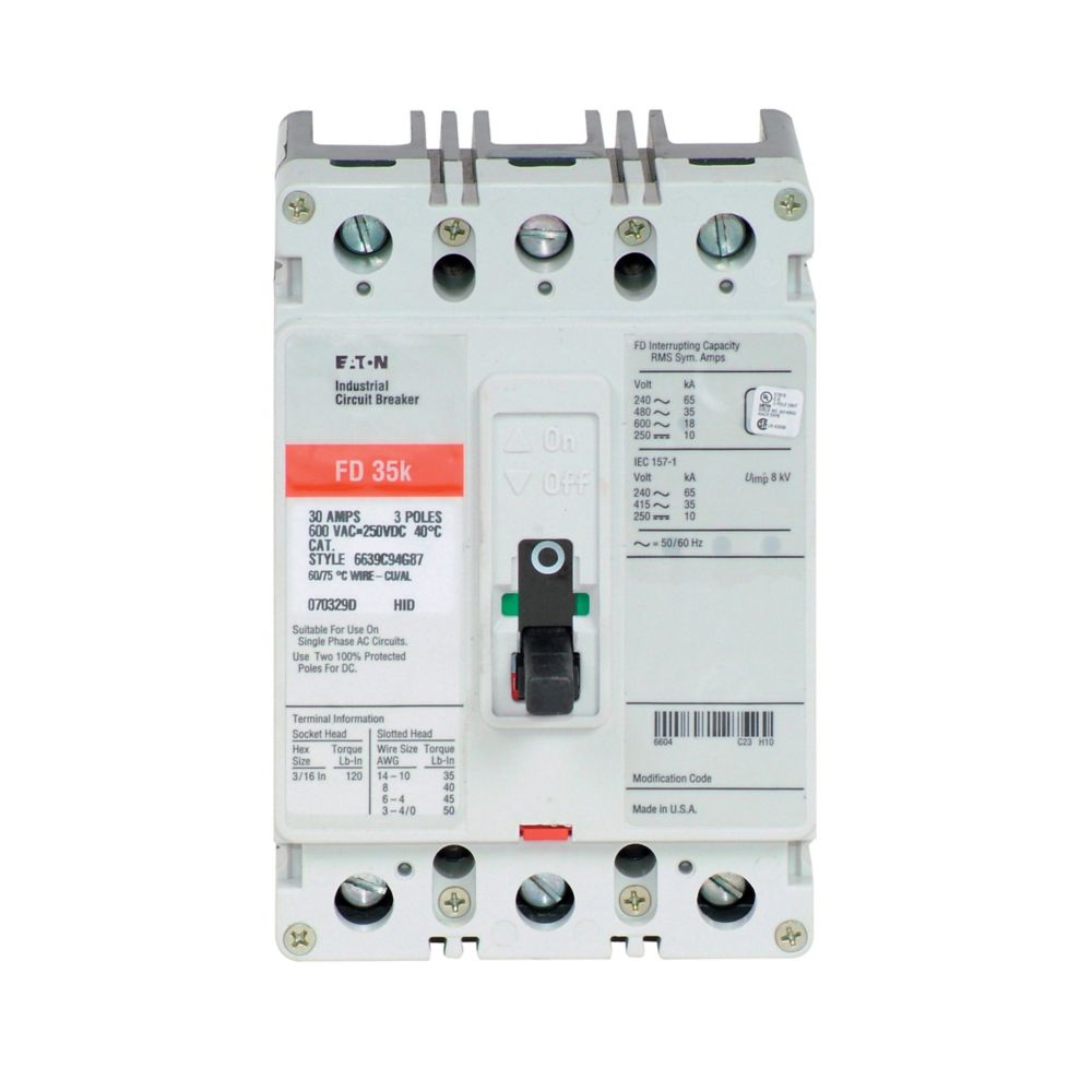 FD3070L - Eaton Cutler Hammer - 70A - Series C Complete Molded Case Circuit Breakers
