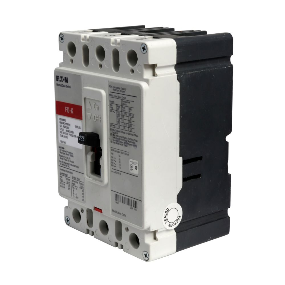 FD3225L - Eaton Cutler-Hammer - Feed Thru 225 Amp 3 Pole 600 Volt - Molded Case Circuit Breakers