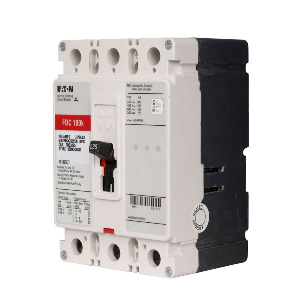 FDC3150L - Eaton Cutler-Hammer - Feed Thru 150 Amp 3 Pole 600 Volt Molded Case Circuit Breaker