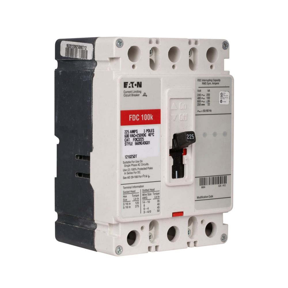 FDC3150L - Eaton Cutler-Hammer - Feed Thru 150 Amp 3 Pole 600 Volt Molded Case Circuit Breaker