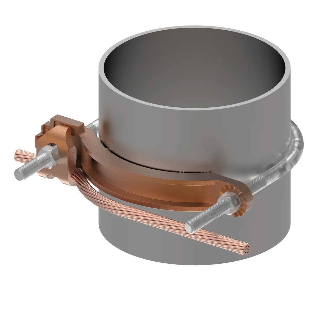 GAR3906 - Burndy - 6" Pipe 3/8" Stud Galvanized Steel Hardware Mechanical Grounding Connector