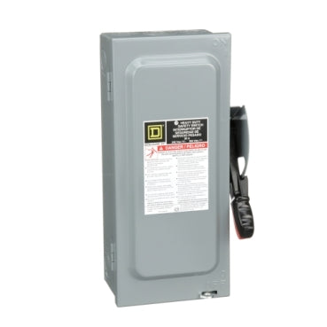 H221N - Square D - Heavy duty 30A 240VAC/250VDC 3 wire 2 pole 1 neutral 7.5hp NEMA 1 Fusible safety switch