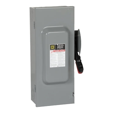 H223N - Square D - Heavy duty 100A 240VAC/250VDC 3 wire 2 pole 1 neutral 30hp NEMA 1 Fusible safety switch
