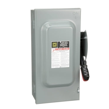H362 - Square D - Heavy duty 60A 600VAC/DC 3 wire 3 pole 50hp NEMA 1 Fusible safety switch