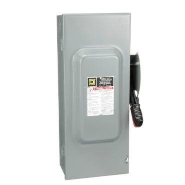 H363 - Square D - Heavy duty 100A 600VAC/DC 3 wire 3 pole 100hp NEMA 1 Fusible safety switch