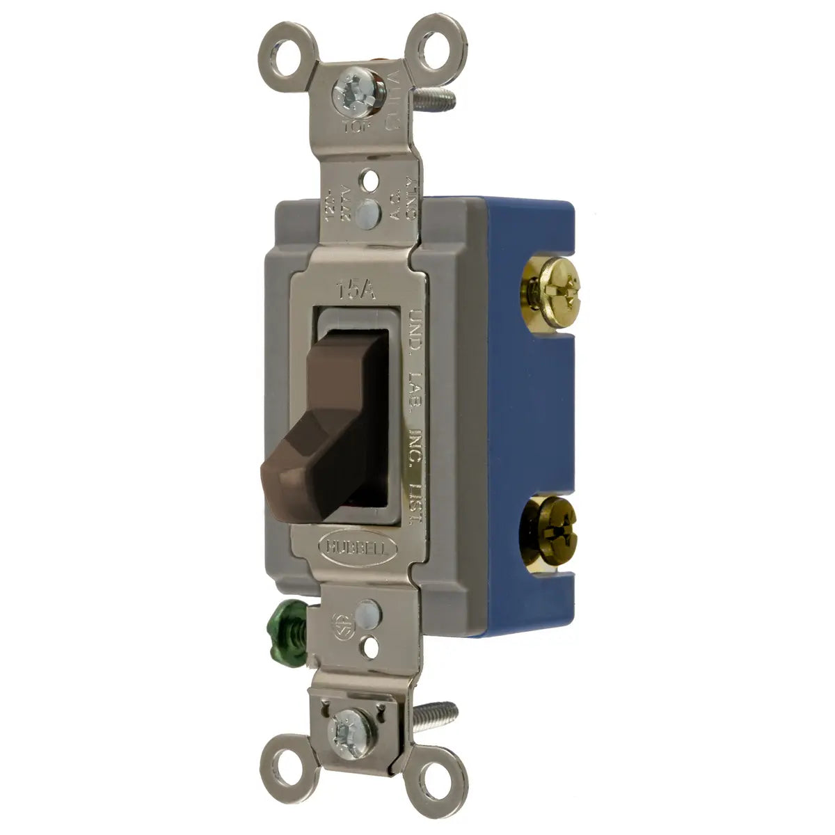 HBL1203 - Hubbell Wiring Device‑Kellems - 15A 120/277V AC 3‑Way Back and Side Wired Toggle Switch