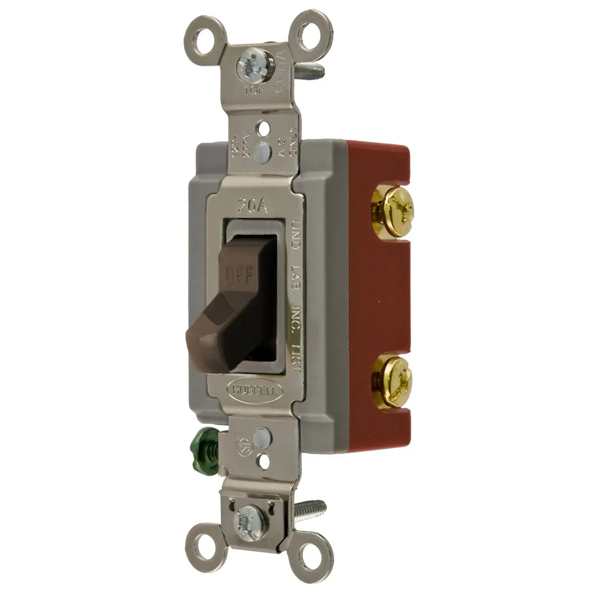 HBL1222 - Hubbell Wiring Device-Kellems - 20A 120/277V AC Double-Pole Back and Side Wired Toggle Switch