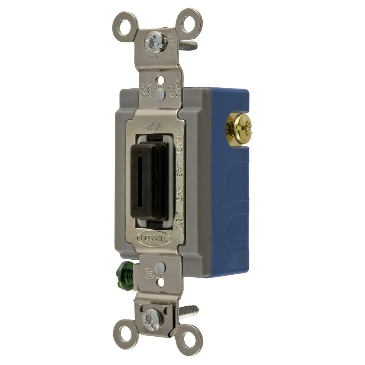 HBL1556L - Hubbell Wiring Device-Kellems - 15A 120/277V AC SPDT Center Off Momentary Locking Toggle Switch Terminal Screw
